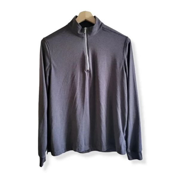 Greg Norman Grey 1/4 zip Long- Sleeve Polo Shirt - Picture 1 of 11